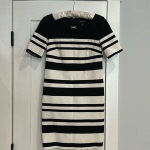 White House Black Market black and white striped short sleeve dress.
